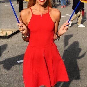 H&M red sleeveless dress with flounce skirt